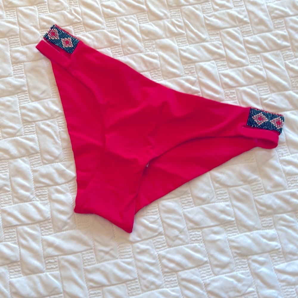 Coral beaded bikini bottom